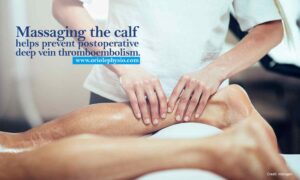 Massaging the calf helps prevent postoperative deep vein thromboembolism.