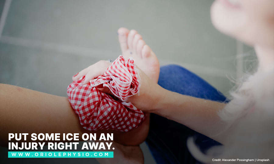 Put some ice on an injury right away.